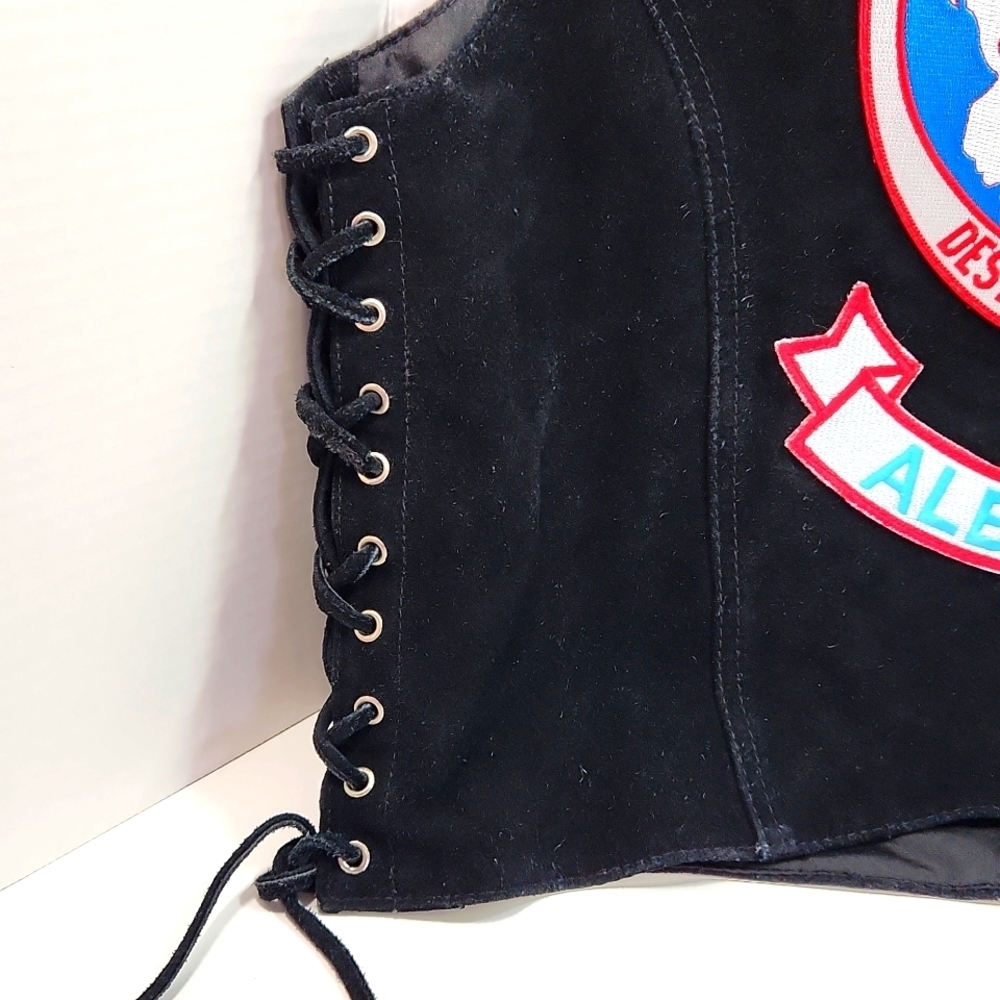 VTG Gold Wing Touring Association Alberta Large Logo Black Suede Vest (Size 44) - Picture 7 of 13